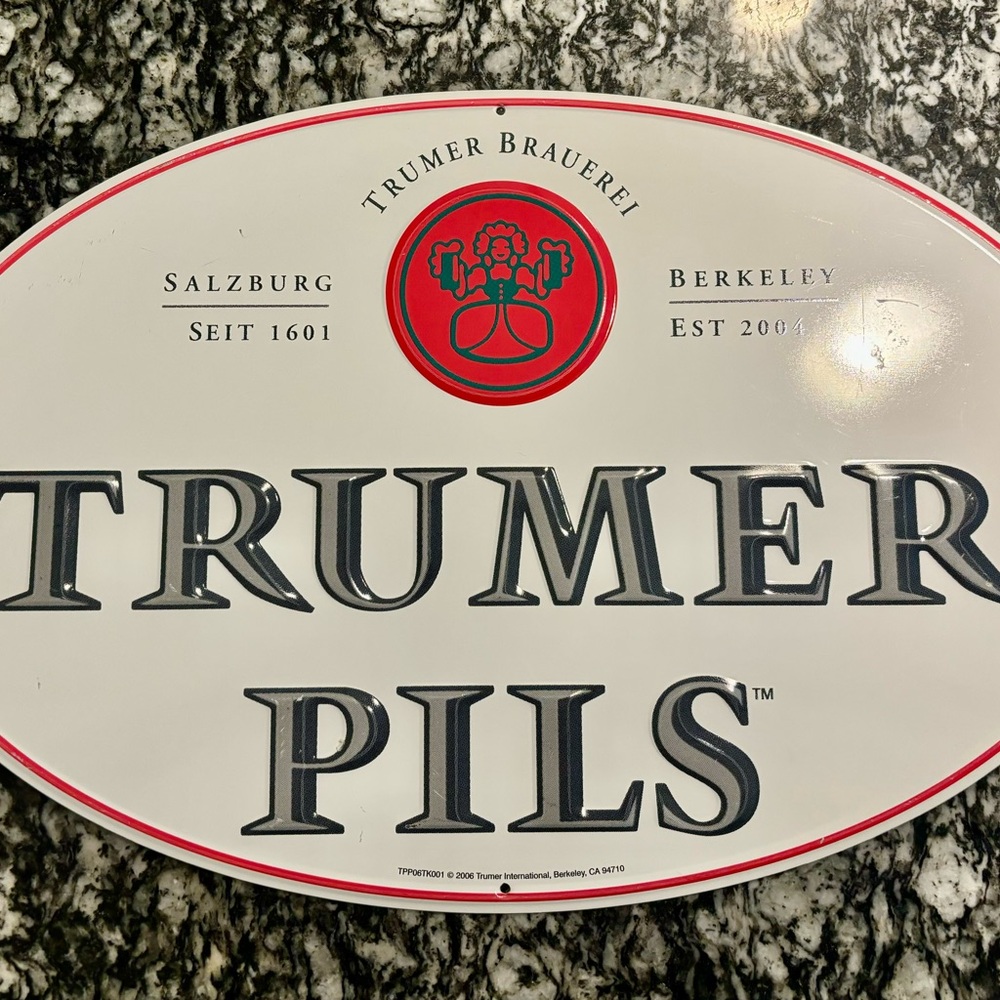 Trumer Pils Oval Metal Bar Beer Sign